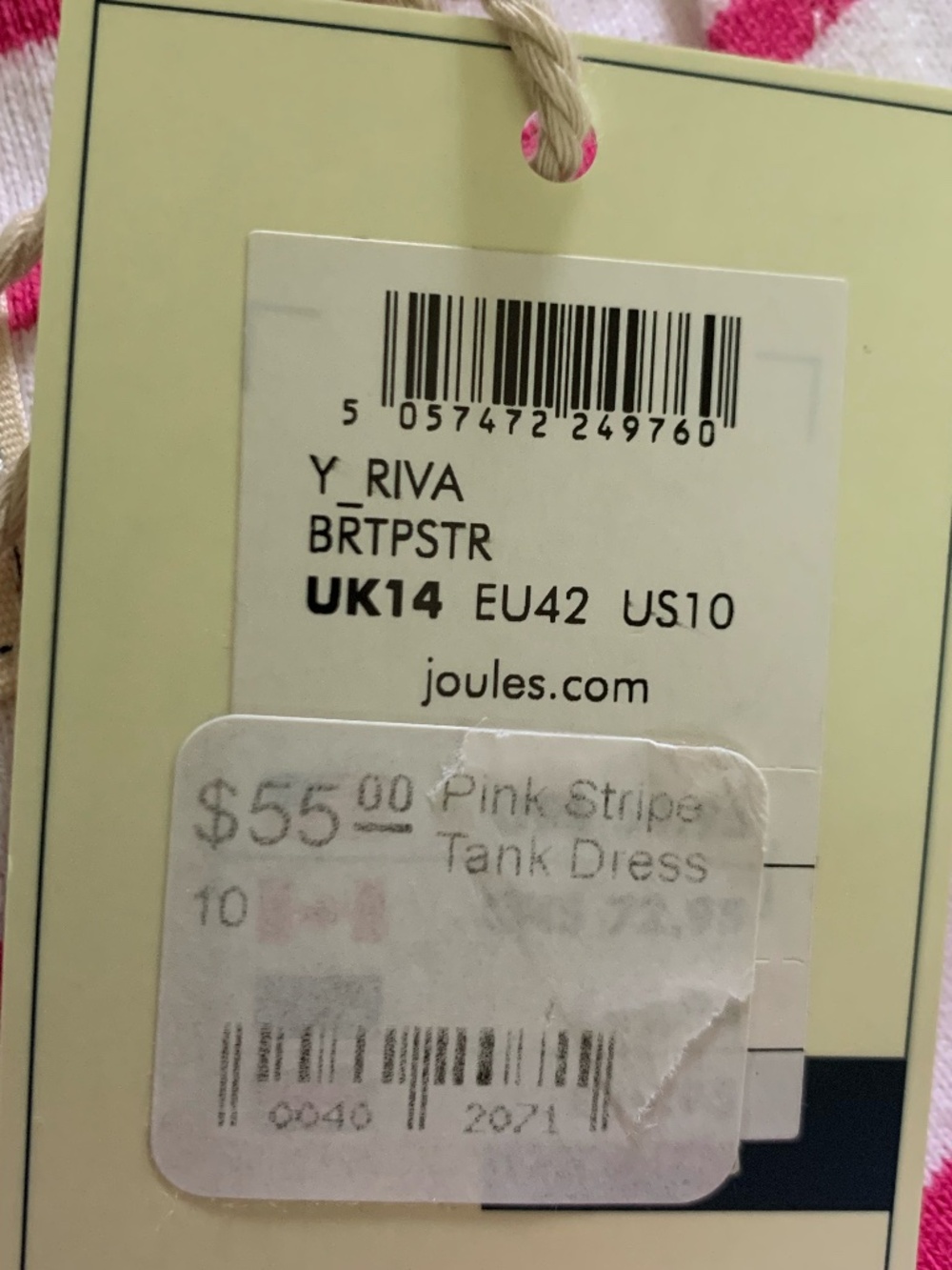 Joules bright pink 'Riva Striped Sleeveless Dress' - Picture 6 of 6